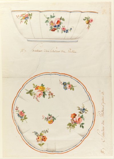 Design for a Painted Porcelain Scalloped Salad Bowl, for Sèvres Porcelain Manufactory by Sèvres Porcelain Manufactory